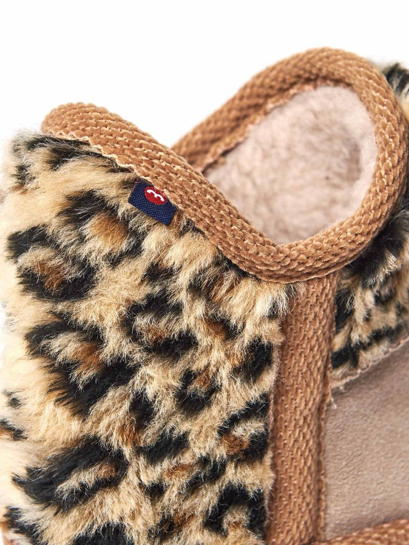 Blue kids animal print fluffy bootie slippers - MINI SNOWMAN DENIM