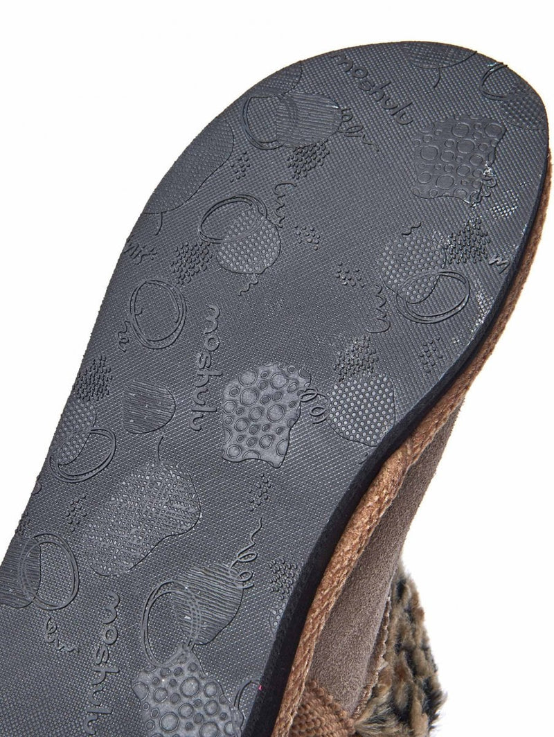 Neutral kids animal print fluffy bootie slippers - MINI SNOWMAN BEIGE