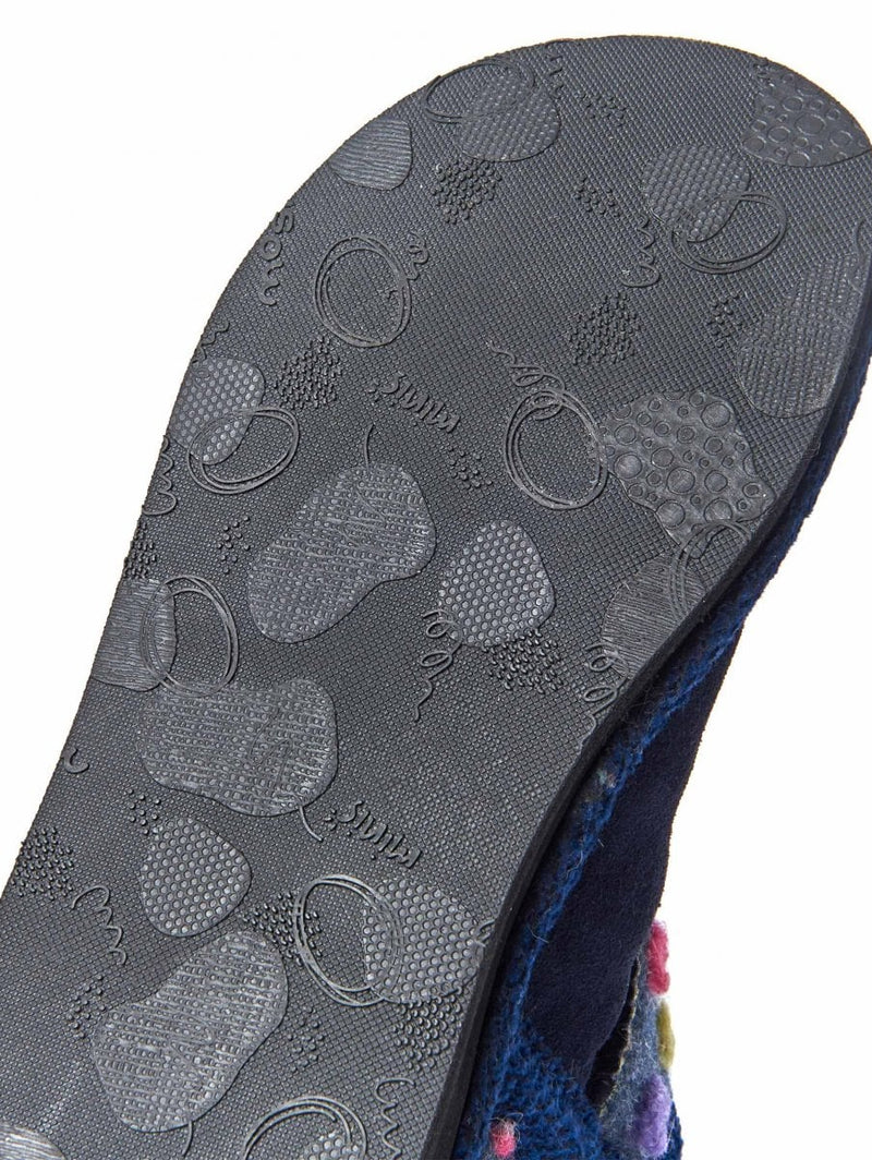 Blue kids spotty bootie slippers - MINI FIRESIDE INDIGO