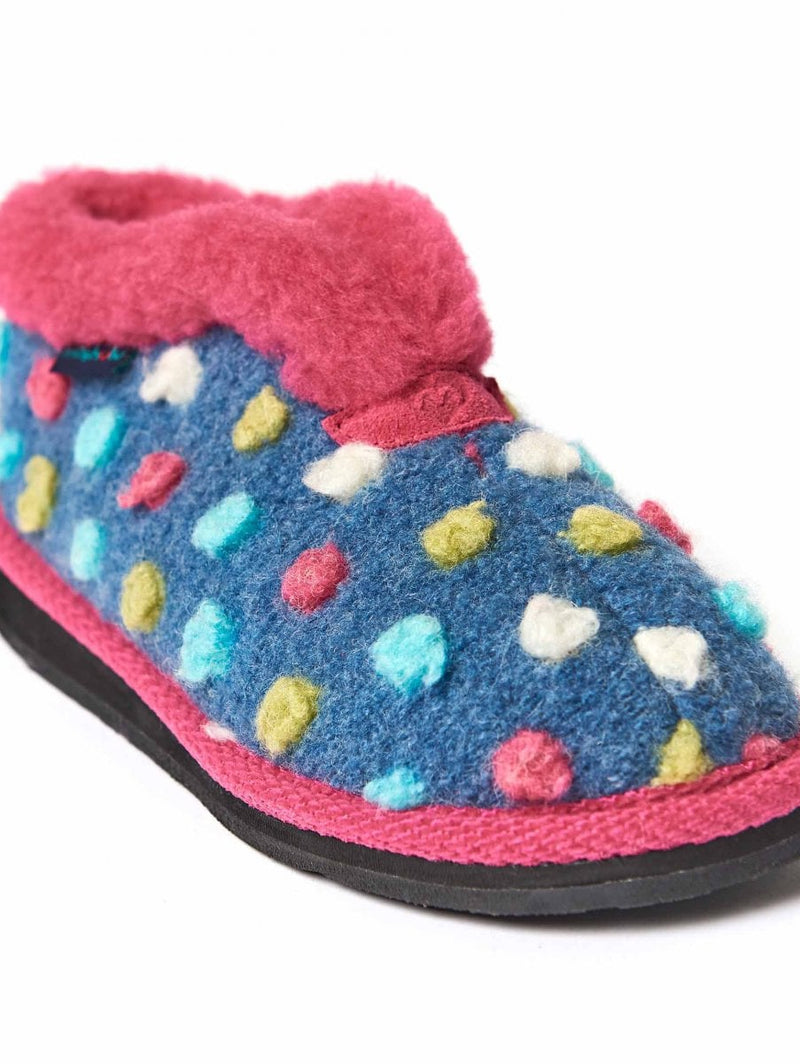 White kids spotty short bootie slippers - MINI BO ICE