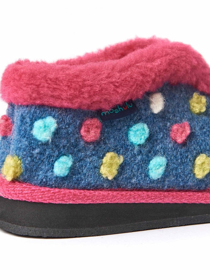 White kids spotty short bootie slippers - MINI BO ICE