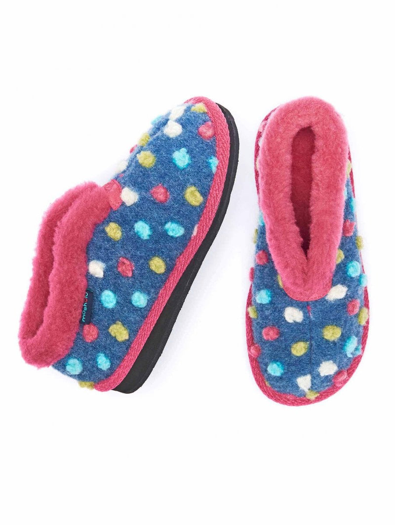 Blue kids spotty short bootie slippers - MINI BO DENIM