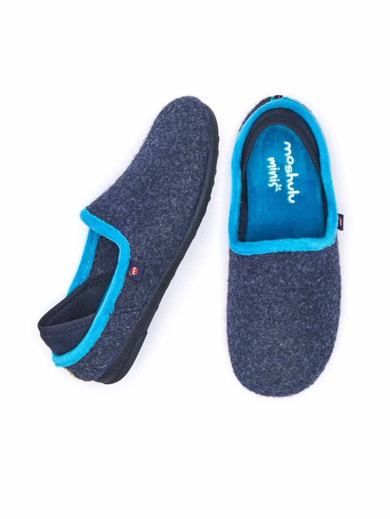 Blue kids colourful felt slippers - MINI MATMI INDIGO