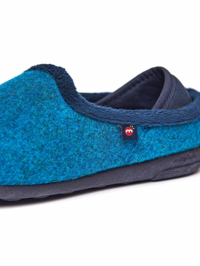 Blue kids colourful felt slippers - MINI MATMI INDIGO