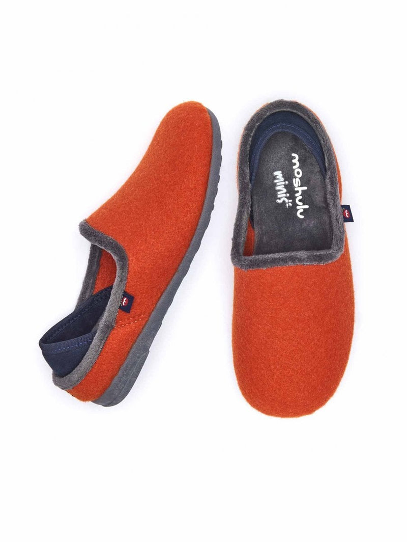 Orange kids colourful felt slippers - MINI MATMI ORANGE