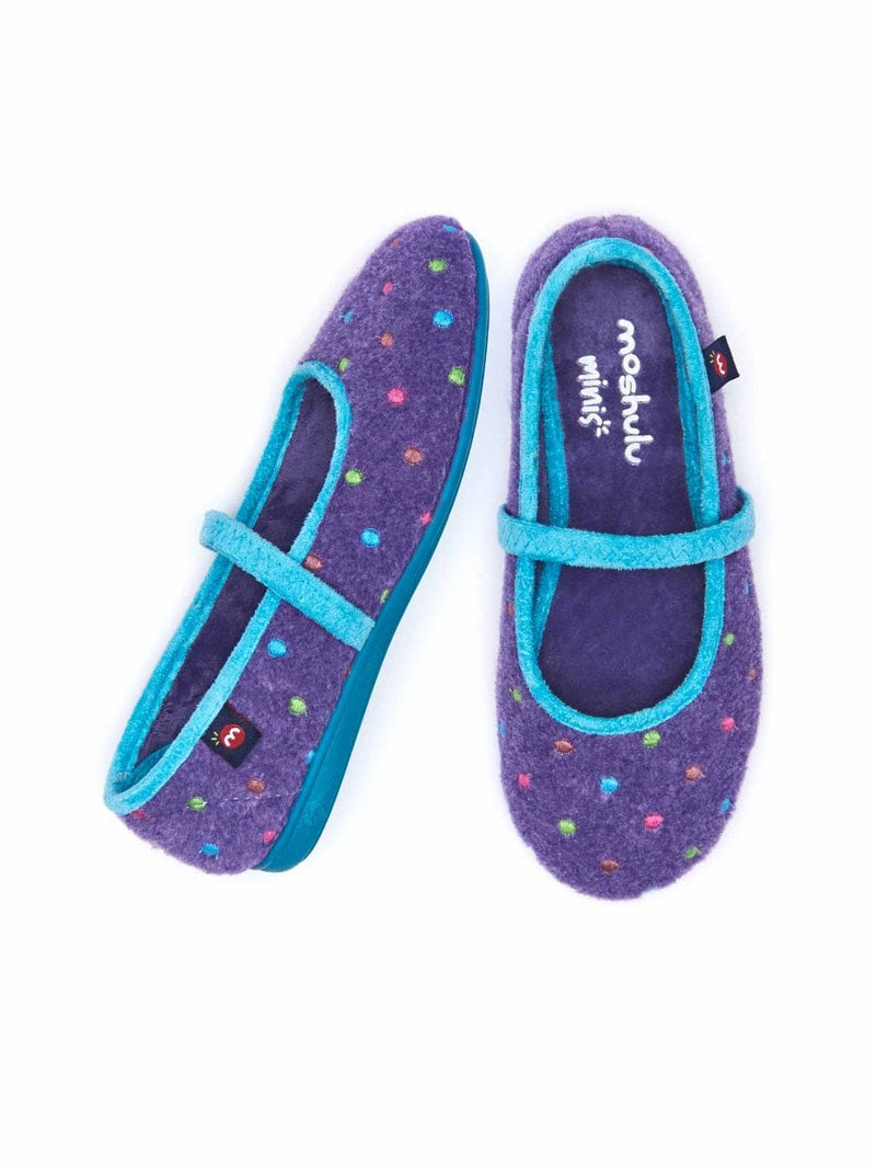 Purple kids spotty felt slippers - MINI CARAMEL VIOLET