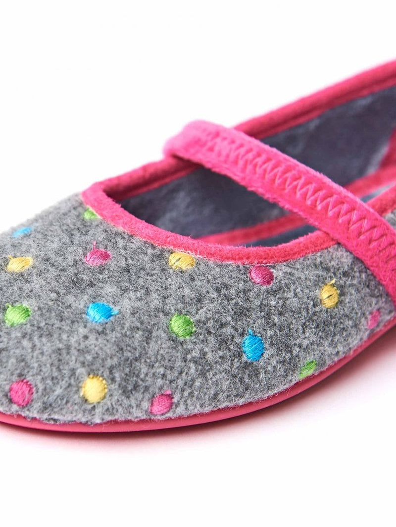 Purple kids spotty felt slippers - MINI CARAMEL VIOLET