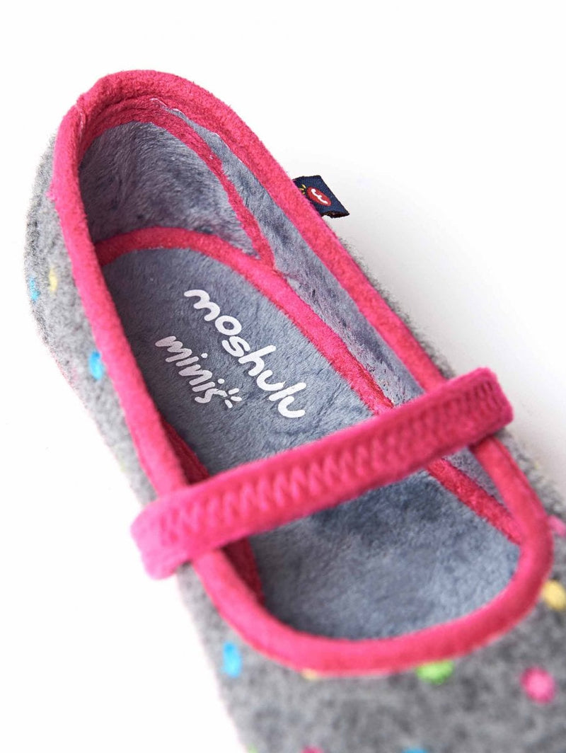 Purple kids spotty felt slippers - MINI CARAMEL VIOLET