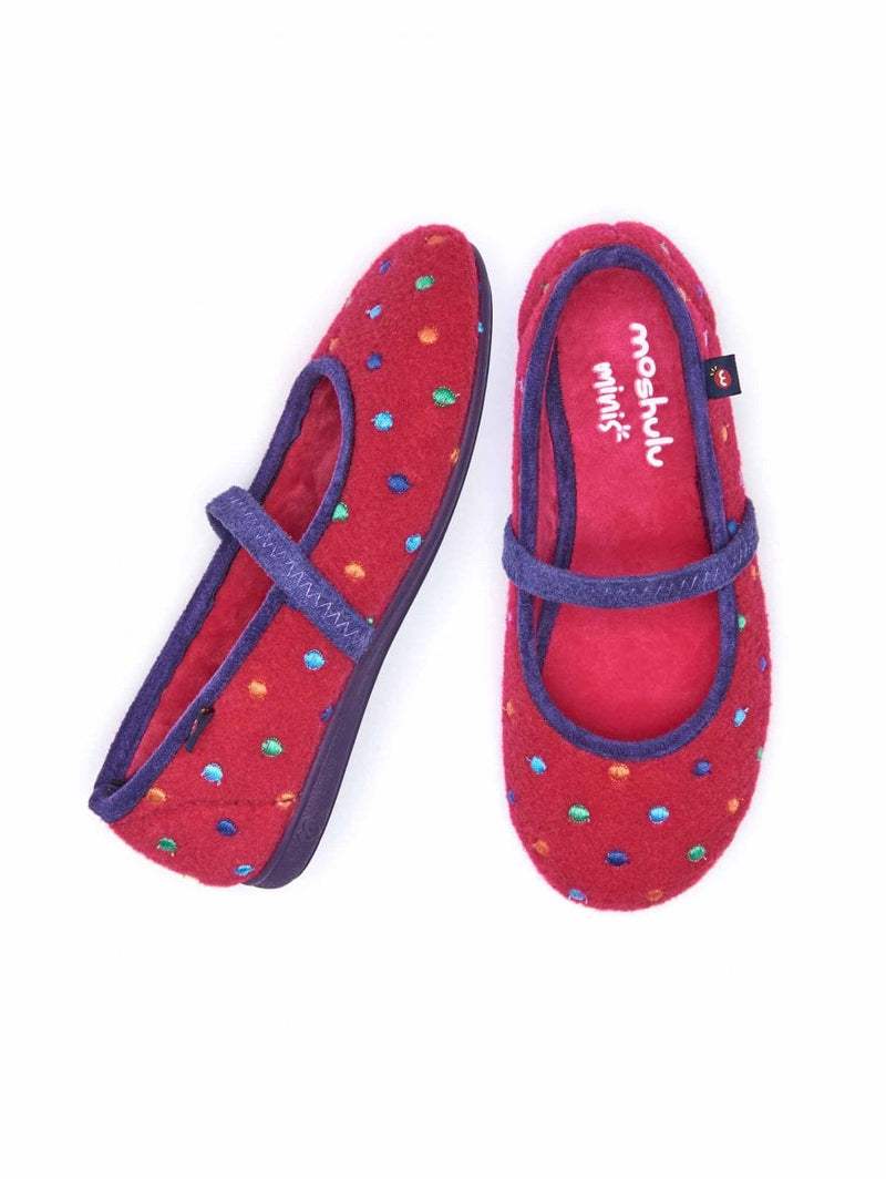 Pink kids spotty felt slippers - MINI CARAMEL PINK