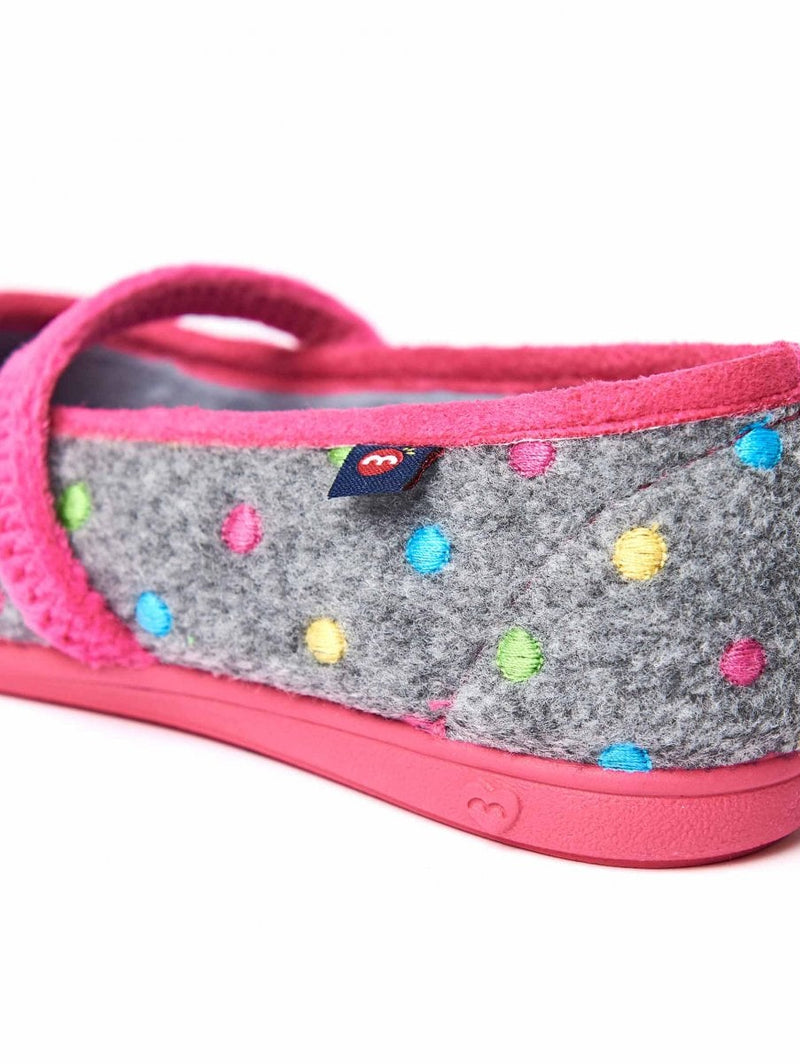 Pink kids spotty felt slippers - MINI CARAMEL PINK