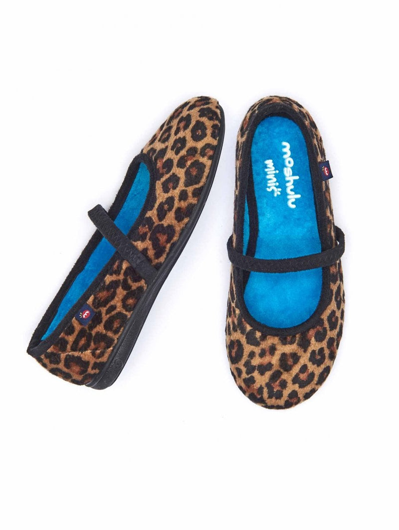 Neutral / Brown kids animal patterned slippers - MINI LEONA LEOPARD