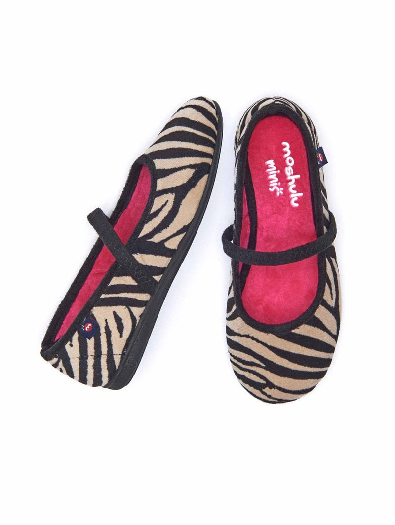 Black / White kids animal patterned slippers - MINI LEONA ZEBRA