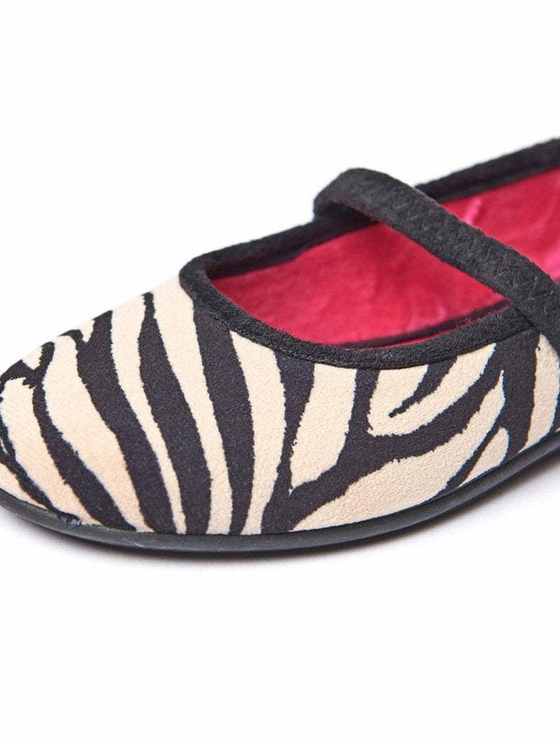 Black / White kids animal patterned slippers - MINI LEONA ZEBRA