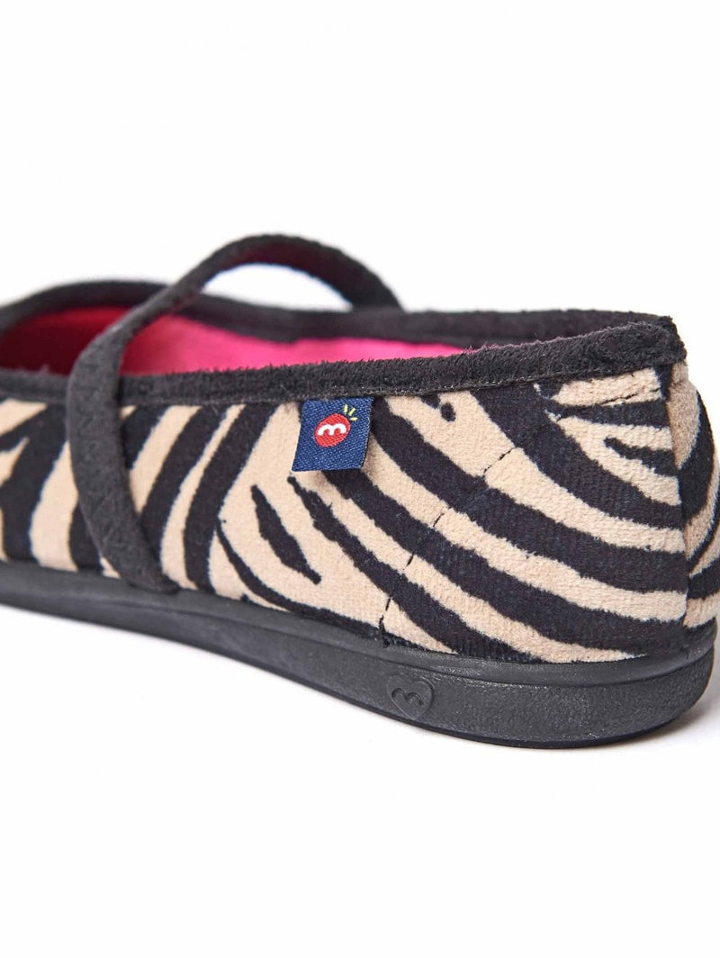 Black / White kids animal patterned slippers - MINI LEONA ZEBRA