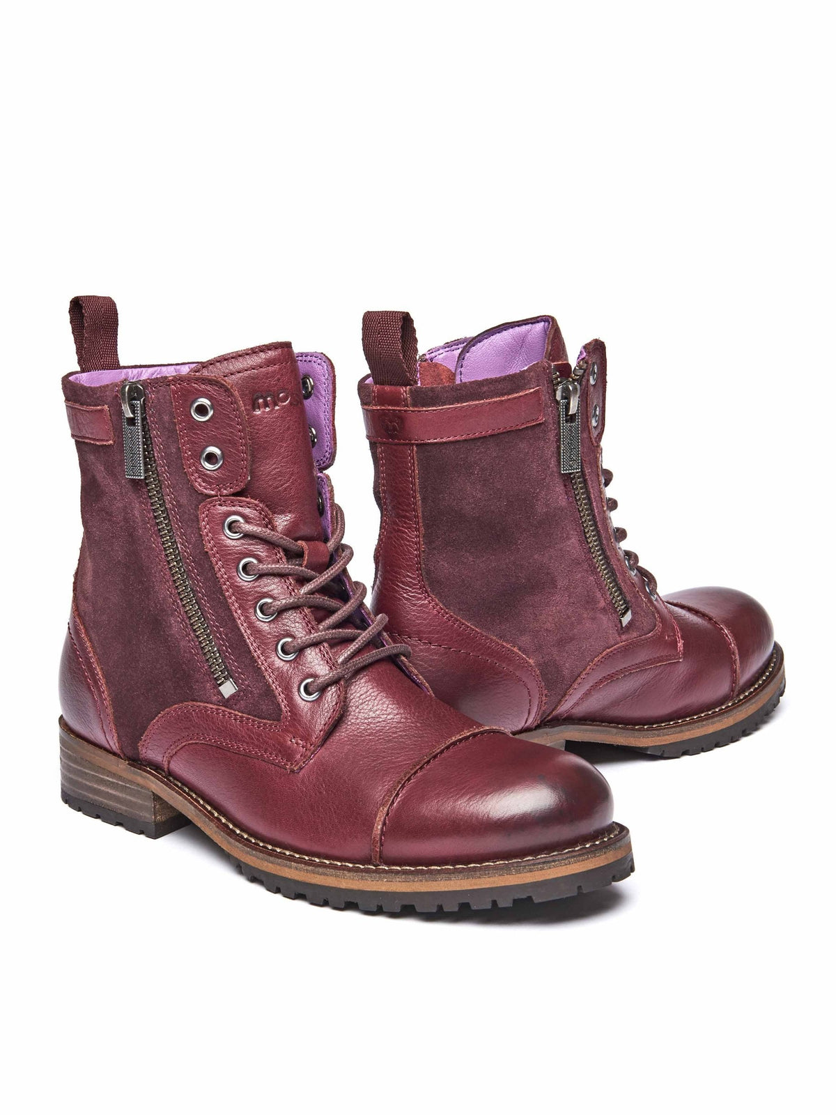 Purple ladies' biker ankle boots - BARDSEY PURPLE