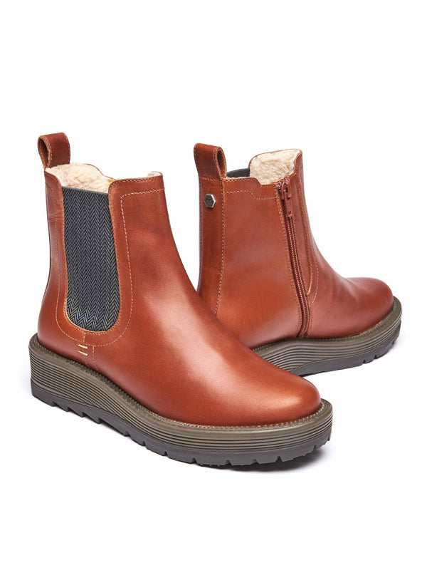 Orange / Red / Brown leather ankle boots - KOS TERRACOTTA