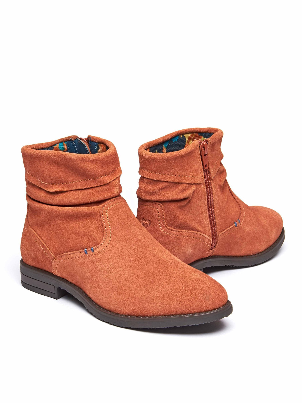 Orange / Red / Brown ruched suede pixie ankle boots - PIPISTRELLE 3 TERRACOTTA