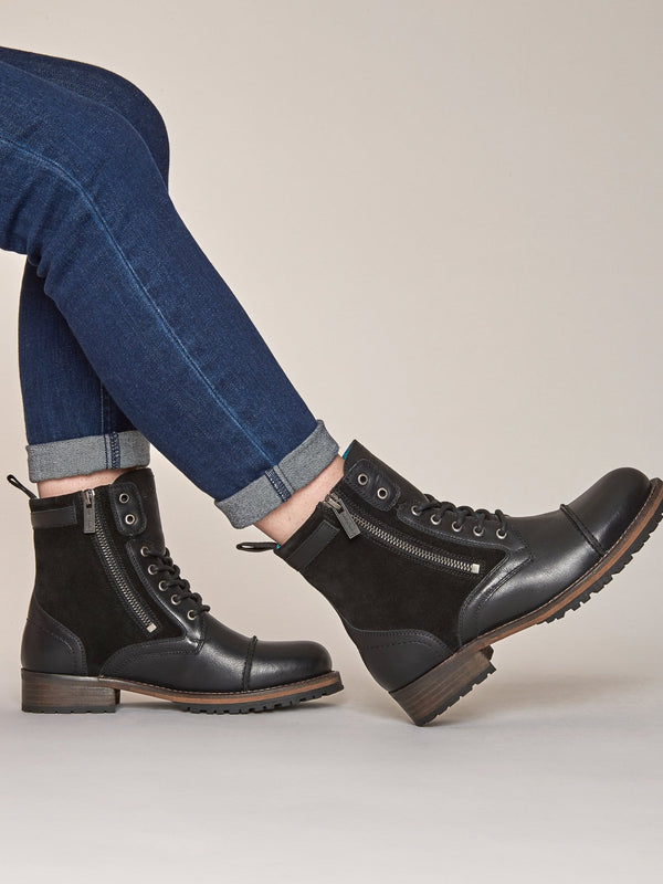 Black ladies' biker ankle boots - BARDSEY BLACK