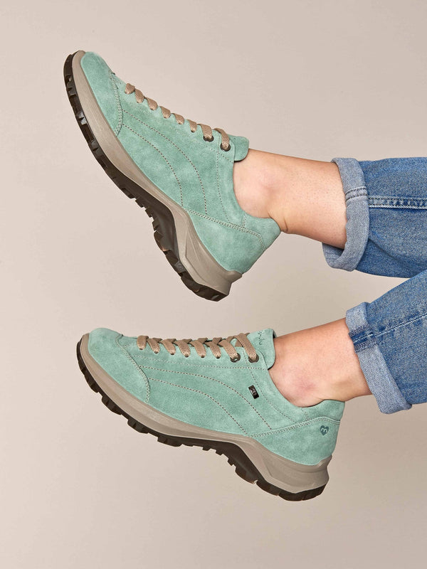 Blue Suede walking trainers - BERGEN SEA GREEN