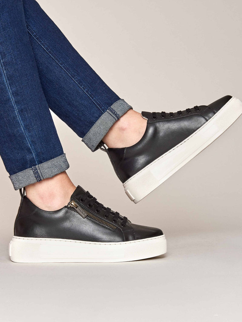 Black flatform zip trainers - DAWLISH BLACK