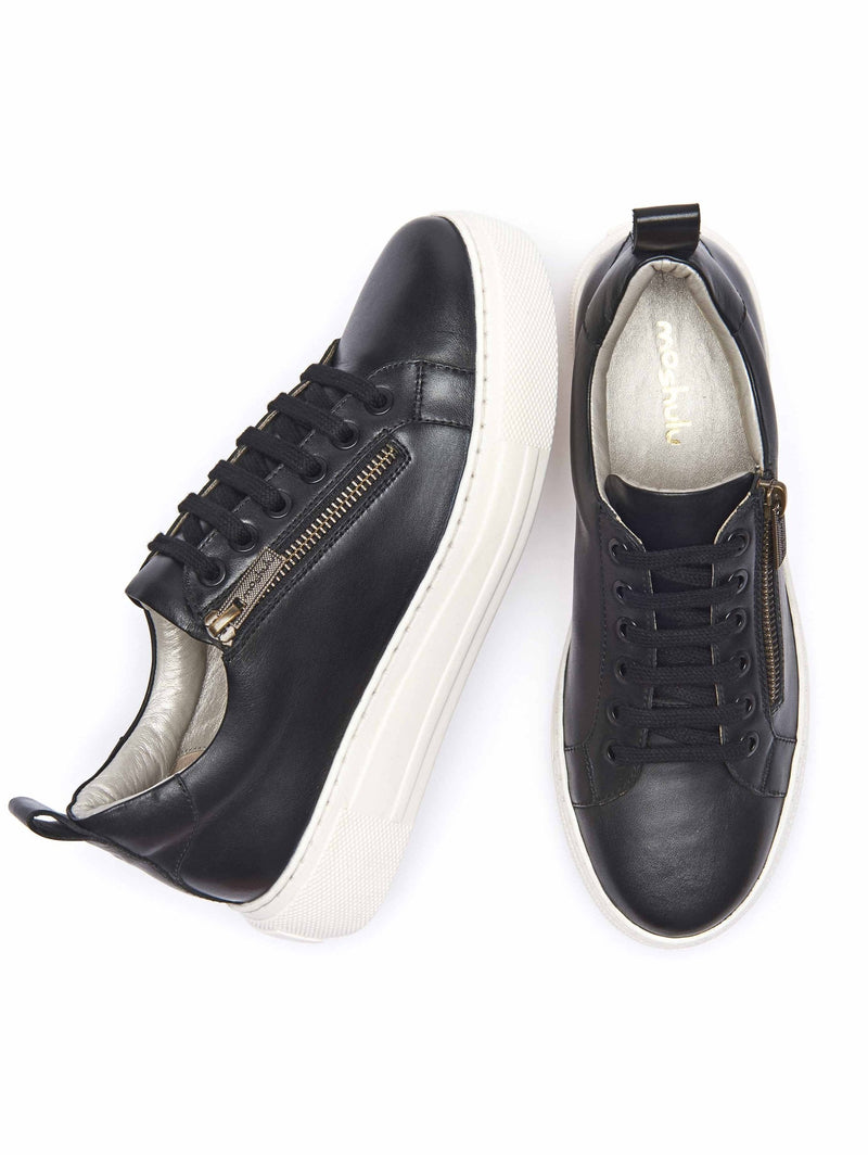 Black flatform zip trainers - DAWLISH BLACK