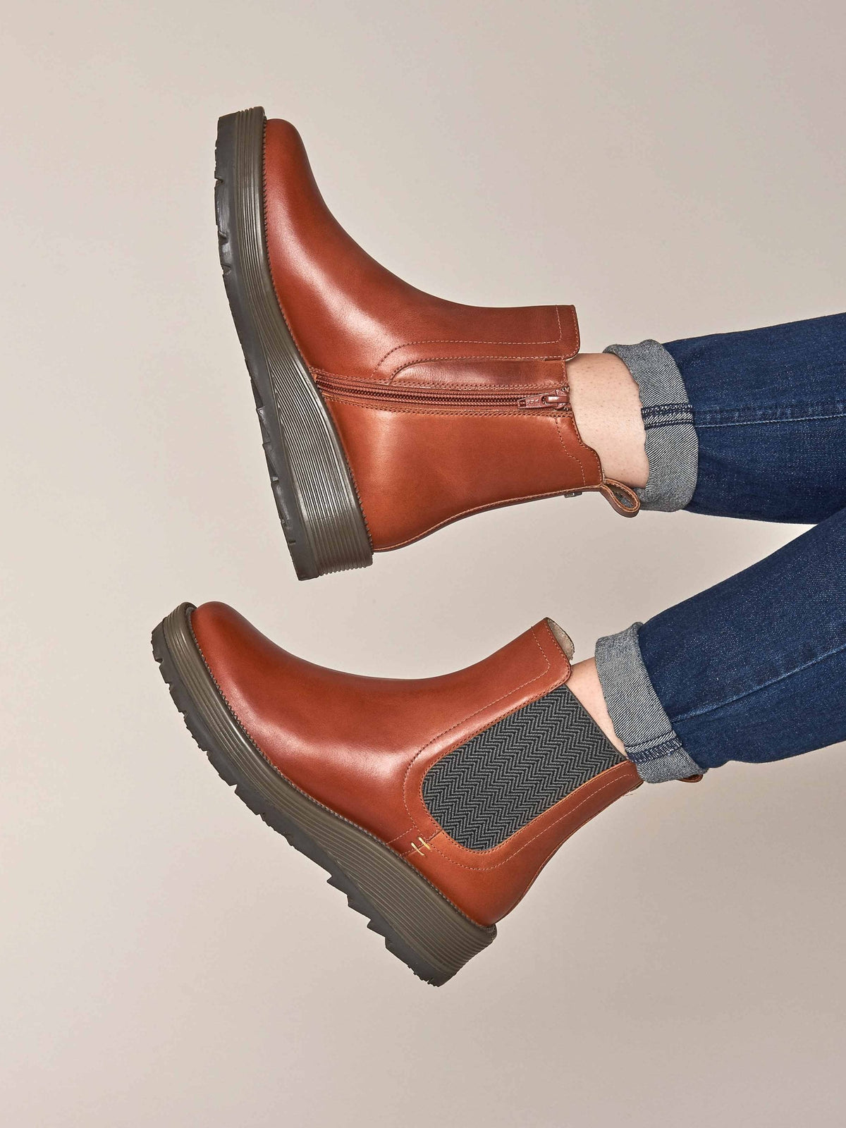 Orange / Red / Brown leather ankle boots - KOS TERRACOTTA