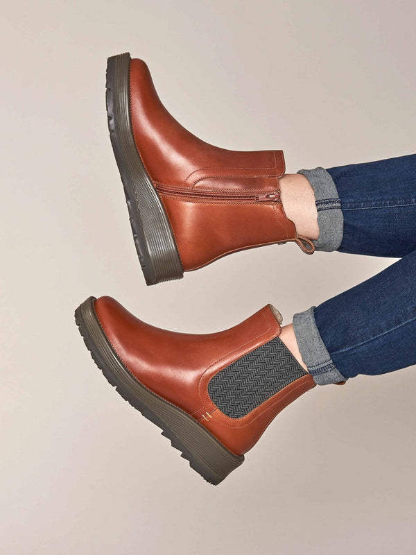Orange / Red / Brown leather ankle boots - KOS TERRACOTTA