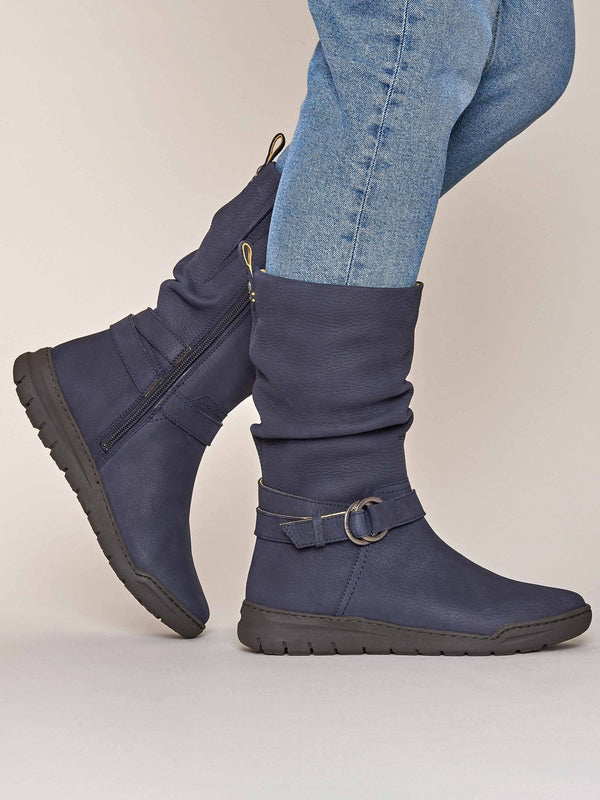 Blue mid-calf slouched boots - LAINA INDIGO