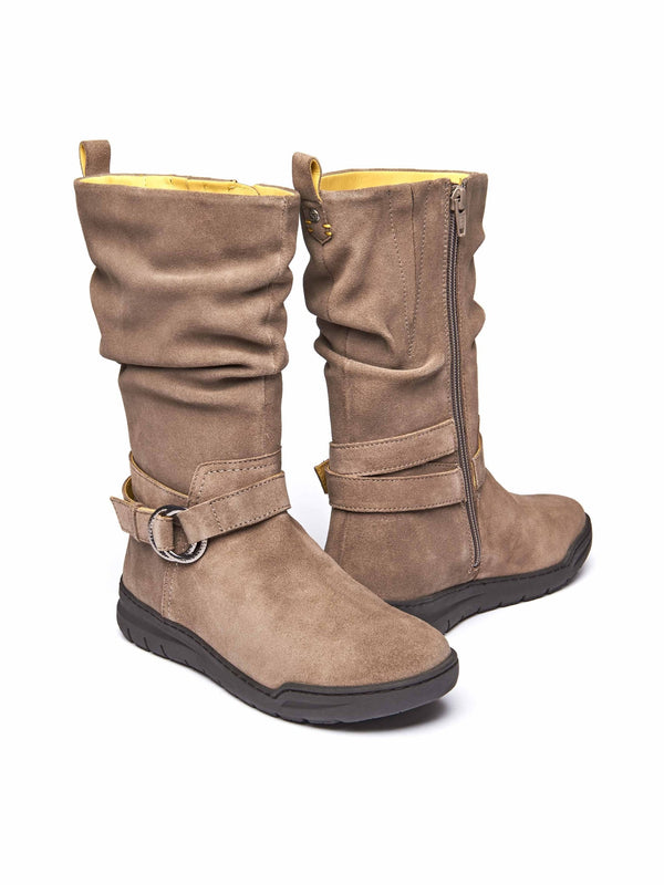 Neutral / Grey mid-calf slouched boots - LAINA PORTOBELLO GREY
