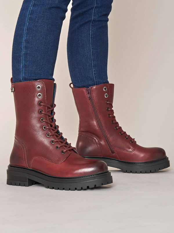 Red chunky lace up boots - SAYER ZINFANDEL RED