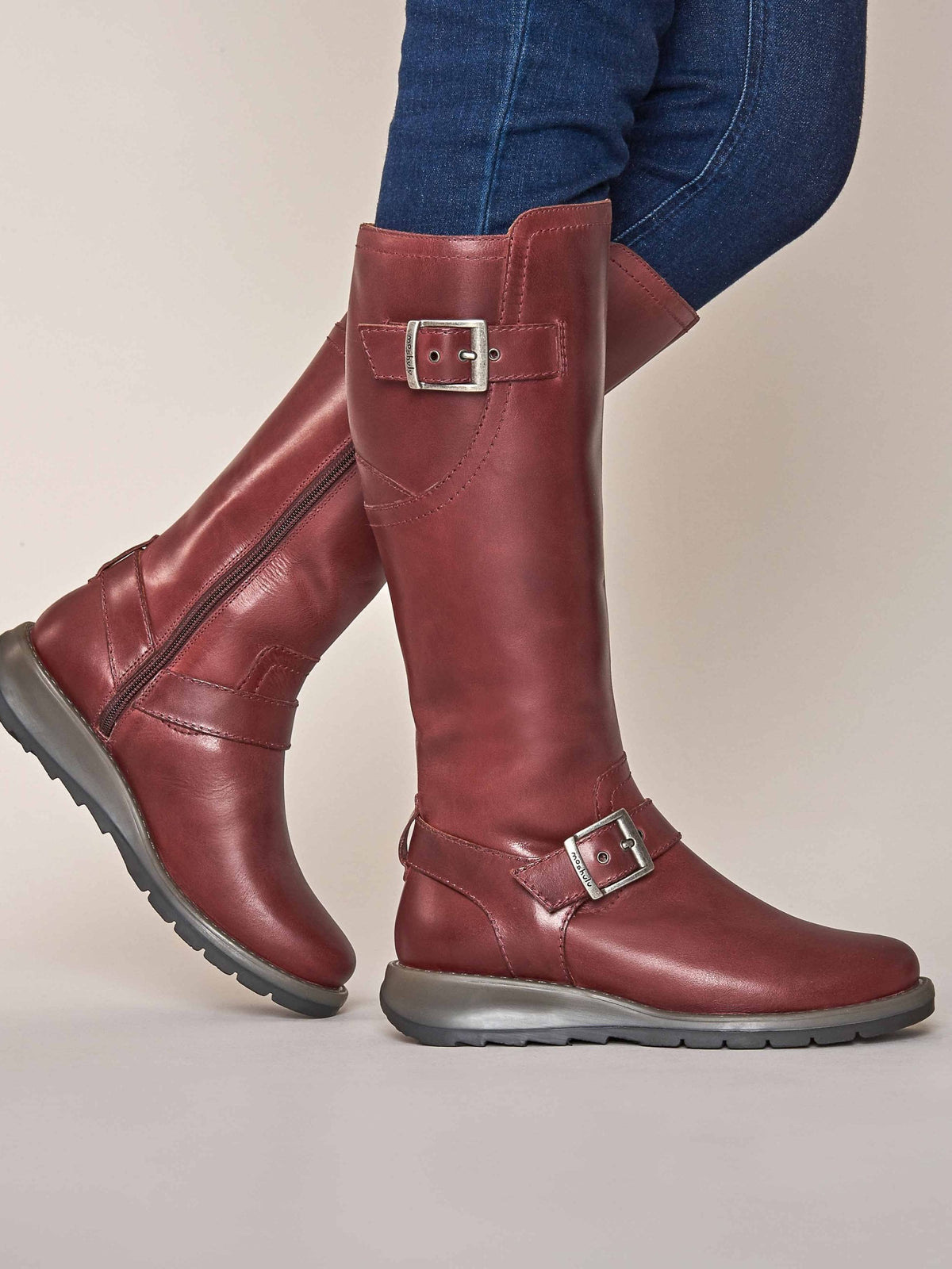 Red long leather wedge boots - STARGAZER ZINFANDEL RED