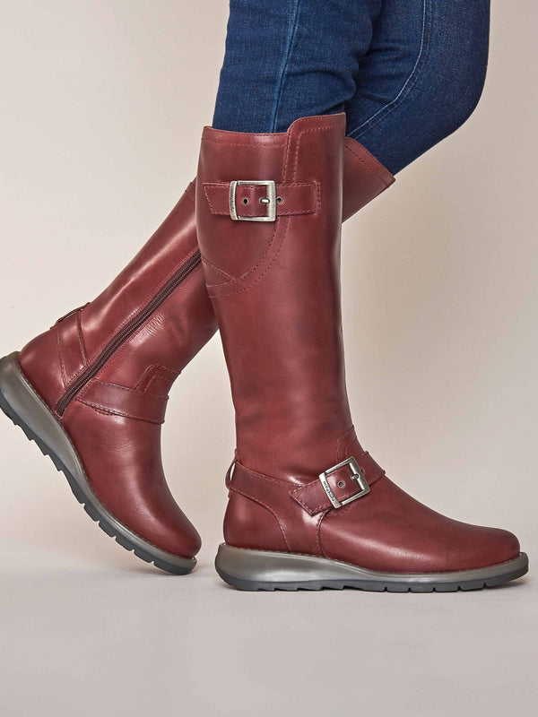 Red long leather wedge boots - STARGAZER ZINFANDEL RED