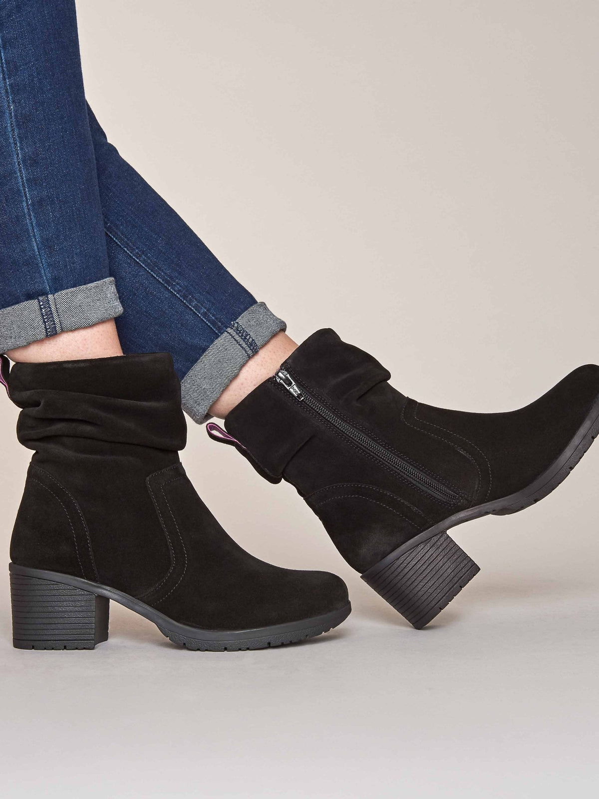 Black heeled suede ankle boots - TAYLOR 3 BLACK
