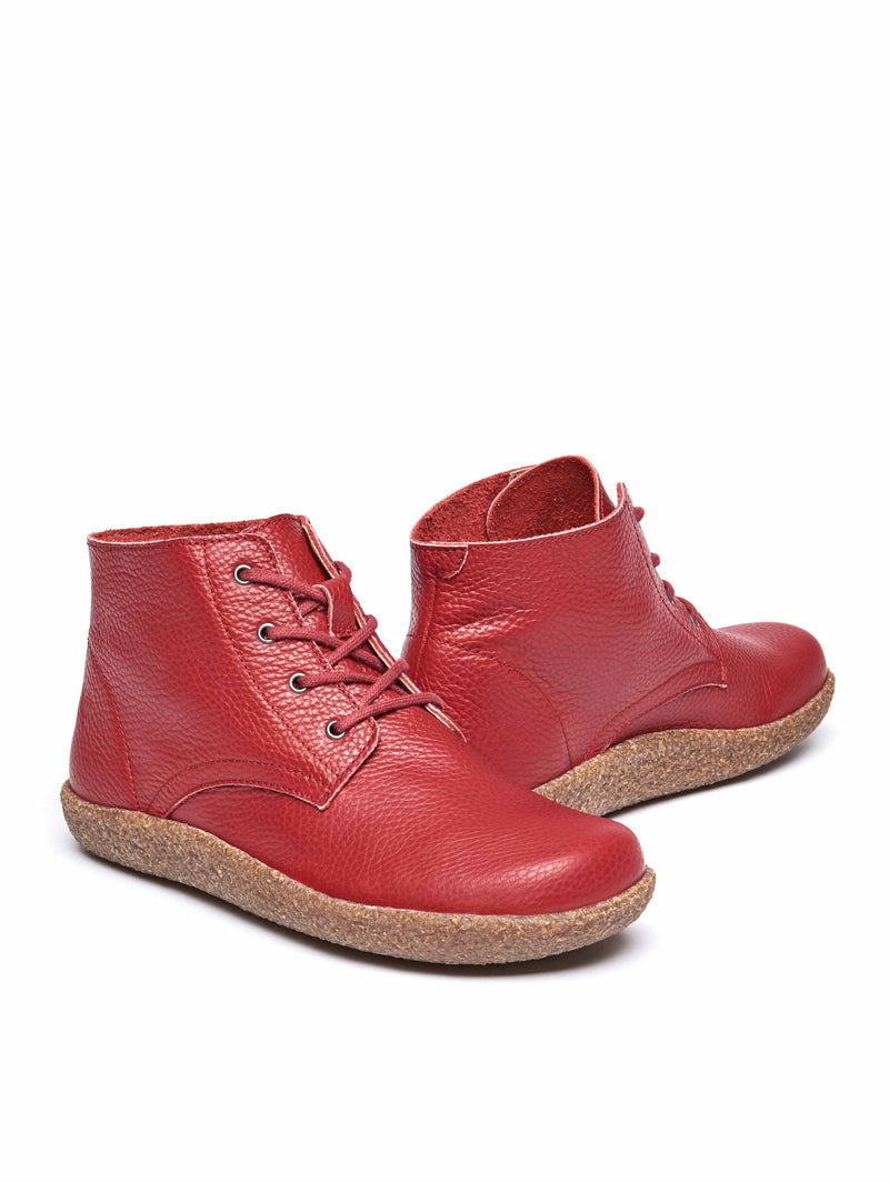 Red cushioned lace-up leather chukka boots - PINEDA RED
