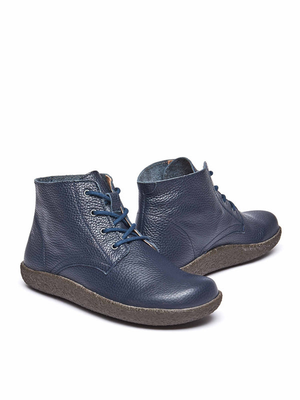 Blue cushioned lace-up leather chukka boots - PINEDA INDIGO