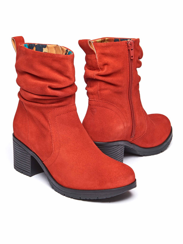 Red heeled suede ankle boots - TAYLOR 3 GERANIUM RED