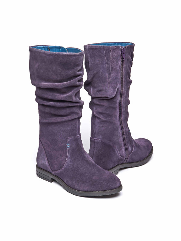 Purple ruched suede mid-length boots - GLACIER SUEDE 2 JEWEL PURPLE