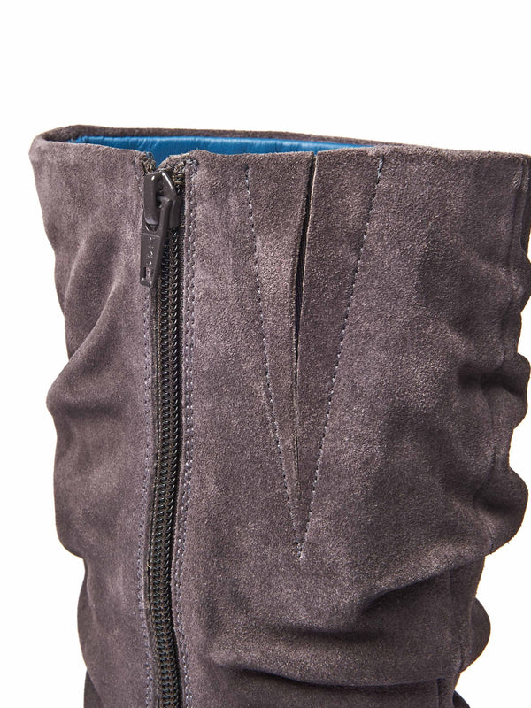Purple ruched suede mid-length boots - GLACIER SUEDE 2 JEWEL PURPLE