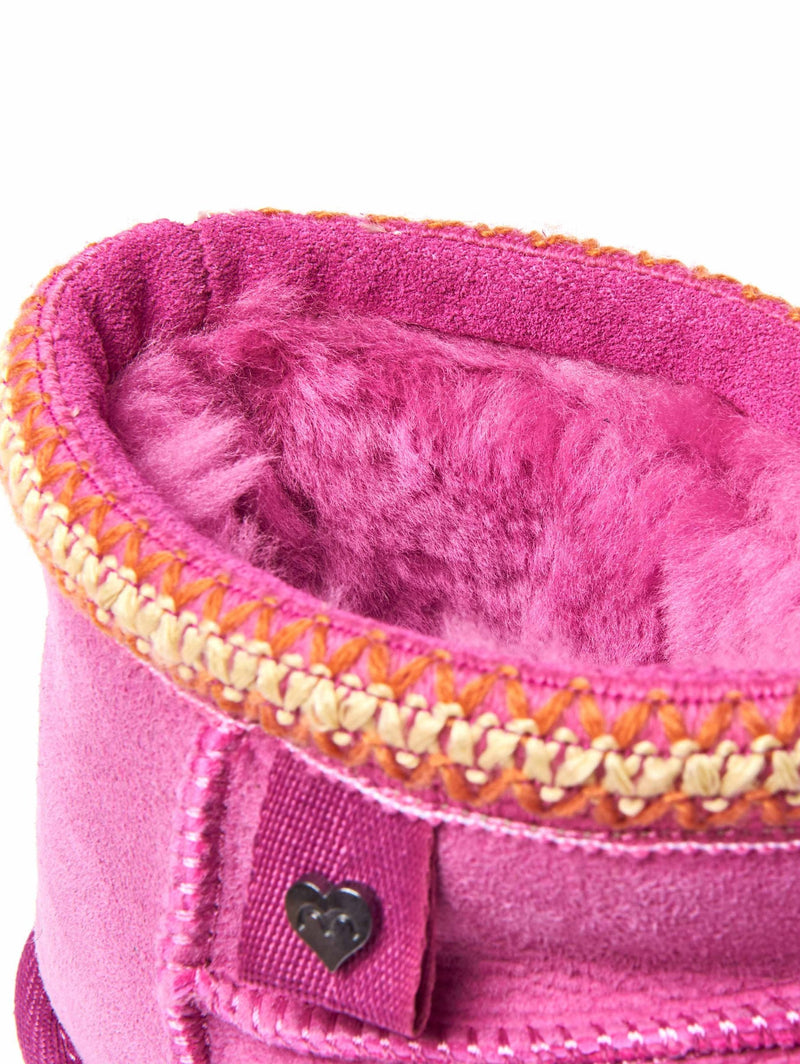 Pink sheepskin ankle boot slippers - MERRIMENT FUCHSIA PINK