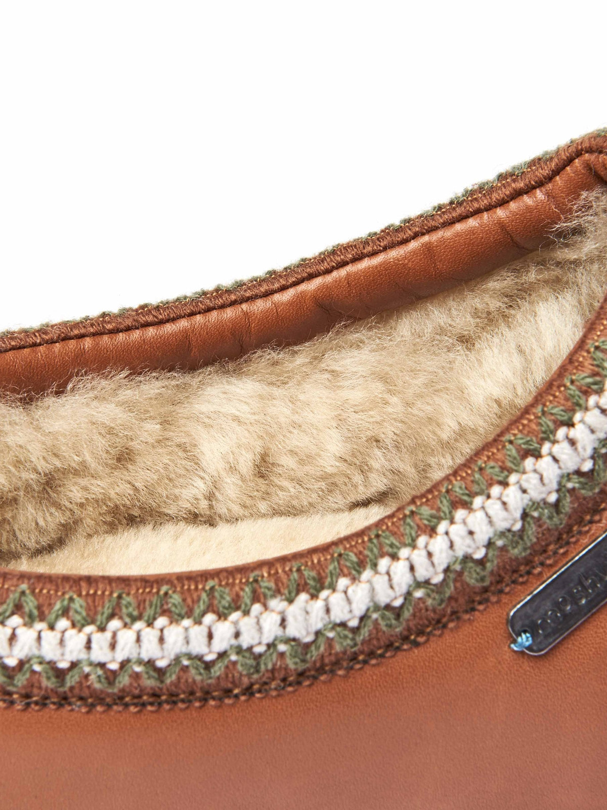 Brown leather sheepskin mule slipper - SEATHORN TAN