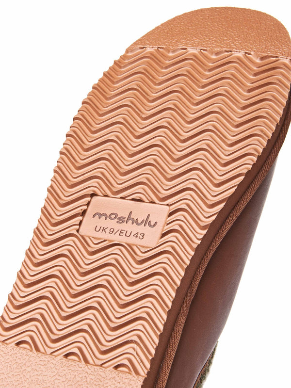 Brown leather sheepskin mule slipper - SEATHORN TAN