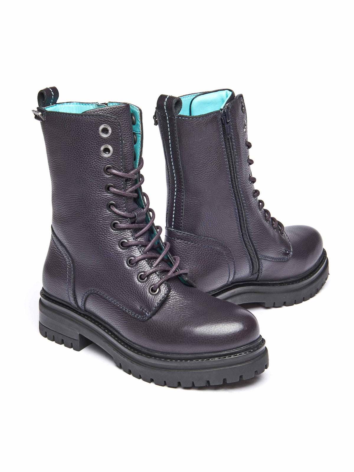 Purple chunky lace up boots - SAYER JEWEL PURPLE