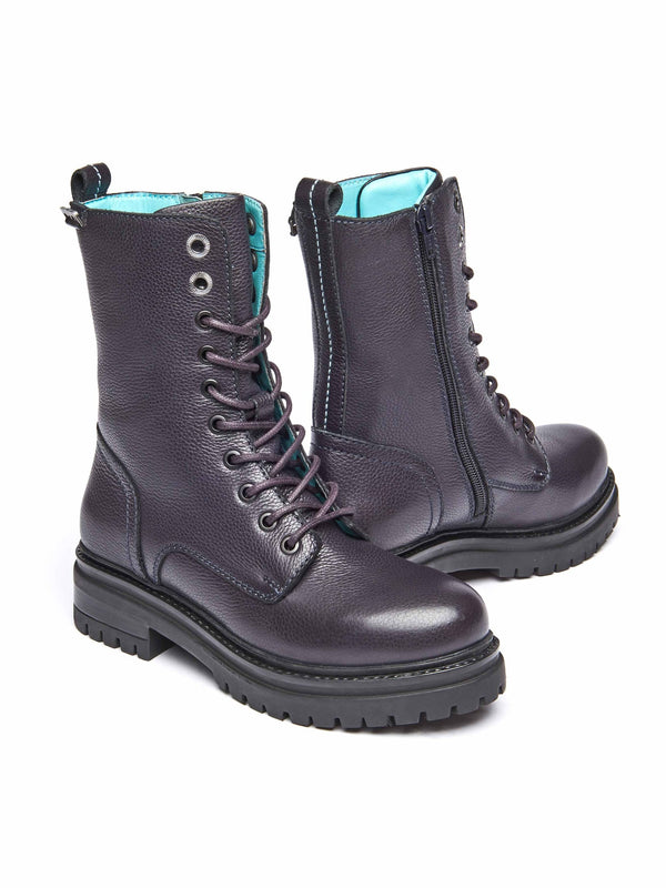 Purple chunky lace up boots - SAYER JEWEL PURPLE