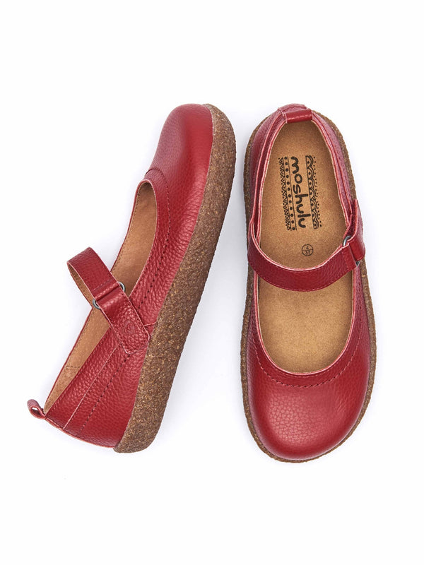 Red leather Mary Jane clog shoes - PEPPERCOMBE RED