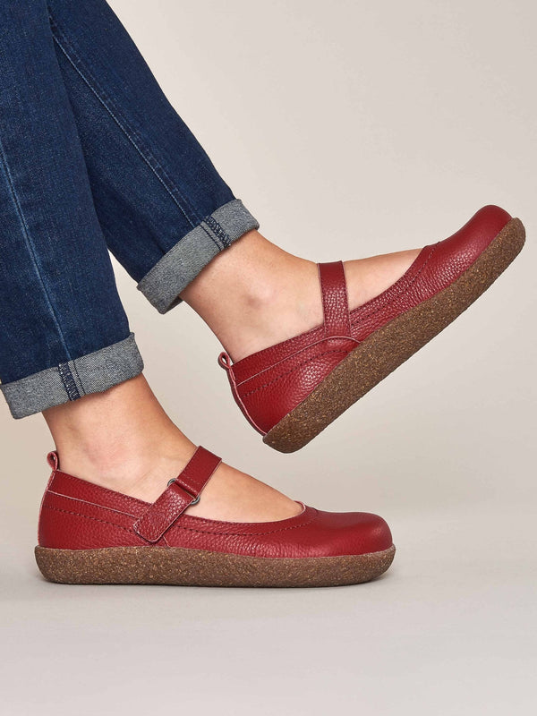 Red leather Mary Jane clog shoes - PEPPERCOMBE RED
