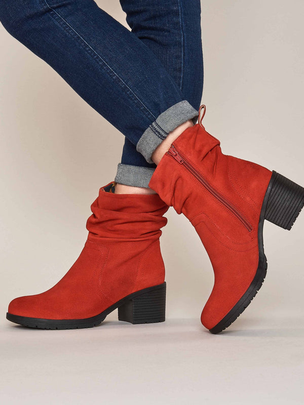 Red heeled suede ankle boots - TAYLOR 3 GERANIUM RED