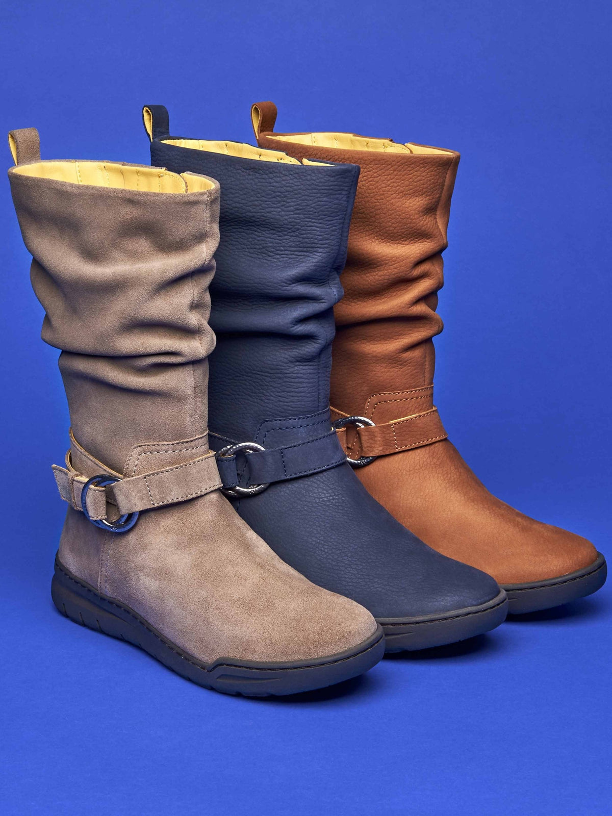Neutral / Grey mid-calf slouched boots - LAINA PORTOBELLO GREY