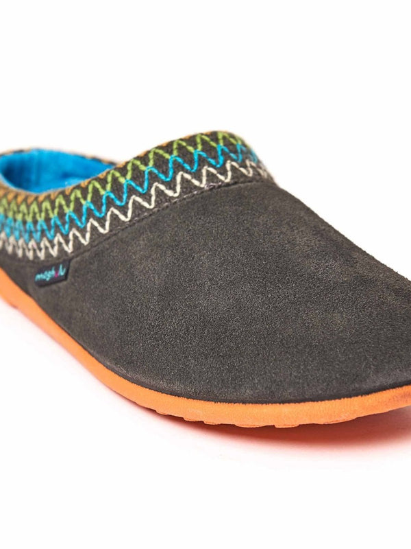 Grey Embroidered Turkish mule slippers - ANVIK GREY
