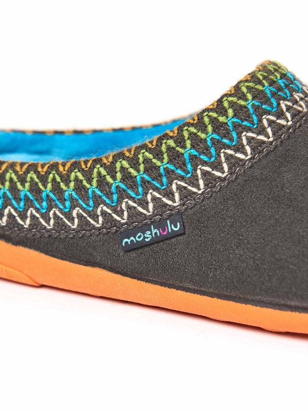 Grey Embroidered Turkish mule slippers - ANVIK GREY