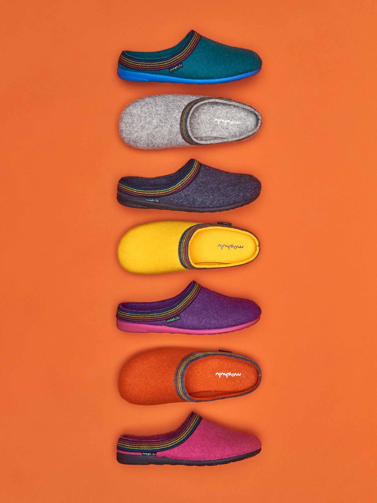 Orange recycled felt Turkish mule slippers - MIRISSA ORANGE